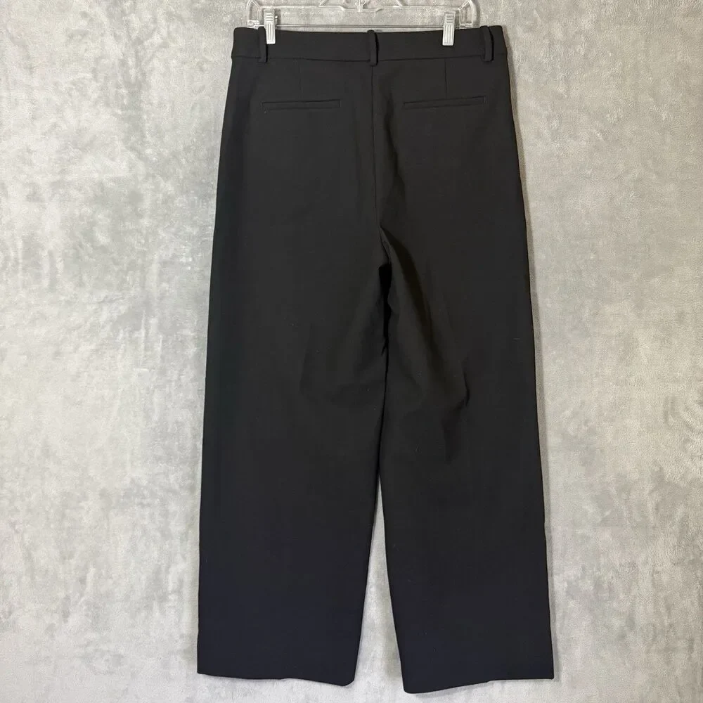NWT J. Crew Pants Sz 12 Black Carreman Wide Leg Trouser CC463 Officewear France